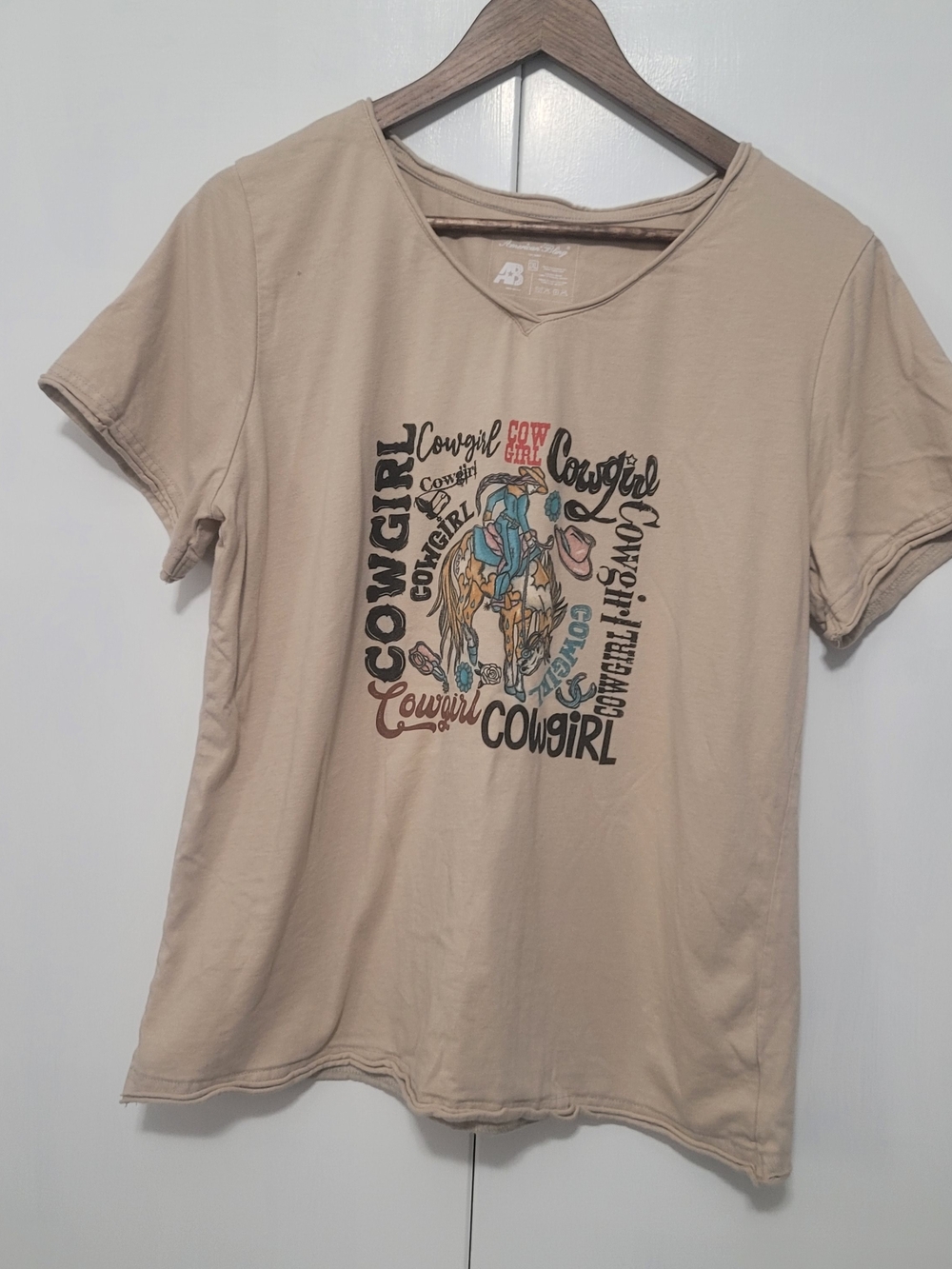 Cowgirl Graphic Short Sleeve Tee - Beige